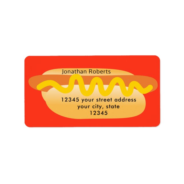 Cool Funny Hot Dog Novelty Red Rücksendeadresse Adressaufkleber (Vorne)