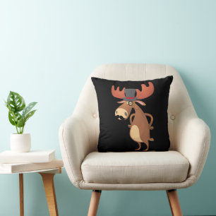 Cool Funny Moose Hat Mustache Animal Lover Kissen