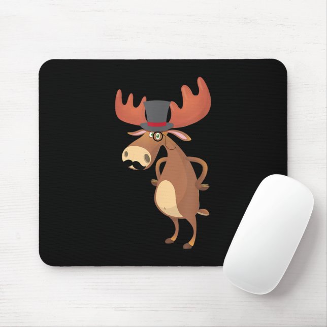 Cool Funny Moose Hat Mustache Animal Lover Mousepad (Mit Mouse)
