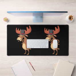 Cool Funny Moose Hat Mustache Animal Lover Schreibtischunterlage