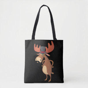 Cool Funny Moose Hat Mustache Animal Lover Tasche