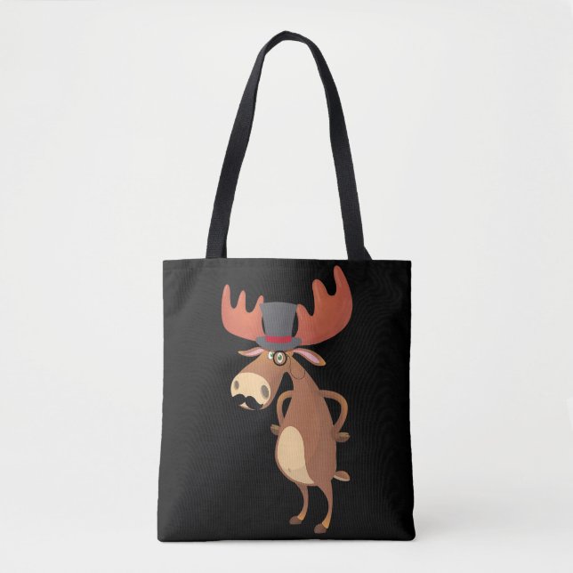 Cool Funny Moose Hat Mustache Animal Lover Tasche (Vorderseite)