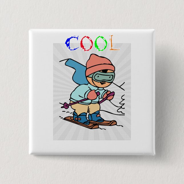 Cool Funny Skier | Skischuhmodelle | Lustiges Skif Button (Vorderseite)
