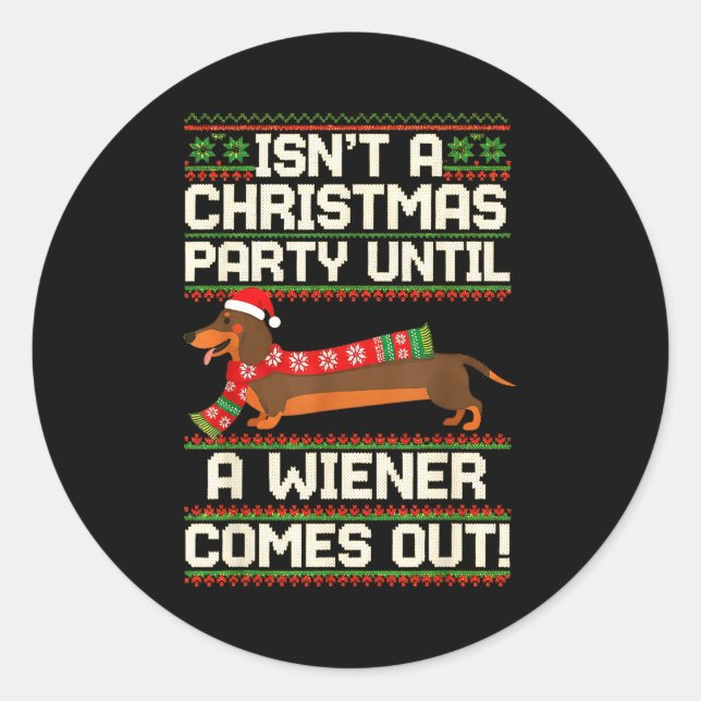 Cool Funny Wiener Dog Christmas Dachshund Holiday  Runder Aufkleber (Vorderseite)
