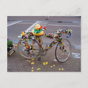 Cool Funny Yellow Duck Bicycle in Amsterdam Postkarte