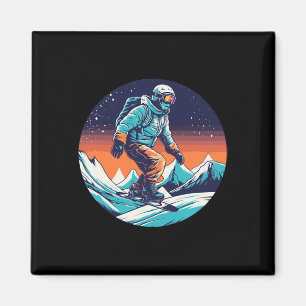 Cool für Snowboard und Ski Lover im weißen Mund Magnet
