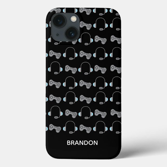 Cool Gamer Personalisiert Gaming Pattern Black Case-Mate iPhone Hülle (Rückseite)