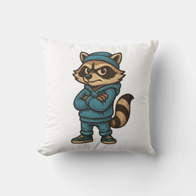Cool Gangster Raccoon - Urban Streetwear Animal Ho Kissen (Vorderseite)