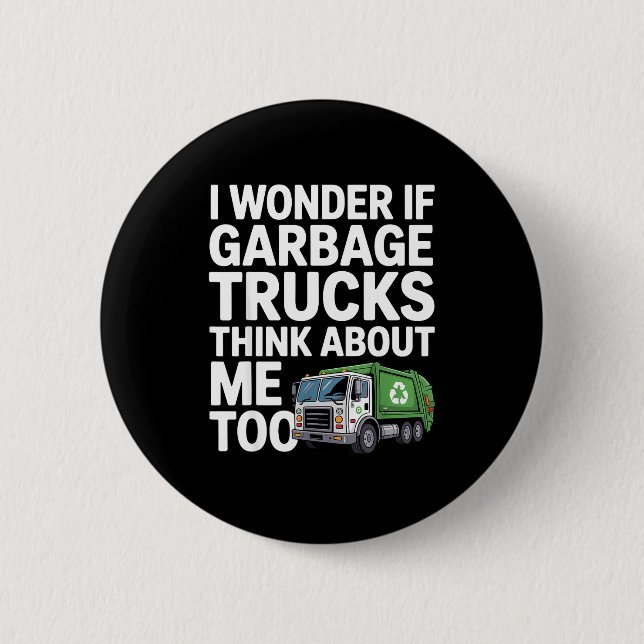 Cool Garbage Truck Design For Men Women Trash Garb Button (Vorderseite)