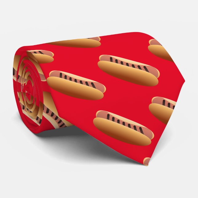 Cool gefliestes Hotdog-Muster Krawatte (Gerollt)