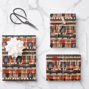 Cool gefliestes Western Party Geschenkpapier Set