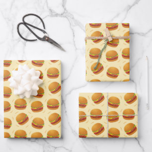 cool gekachelte Fast Food Hamburger-Fliesen Geschenkpapier Set