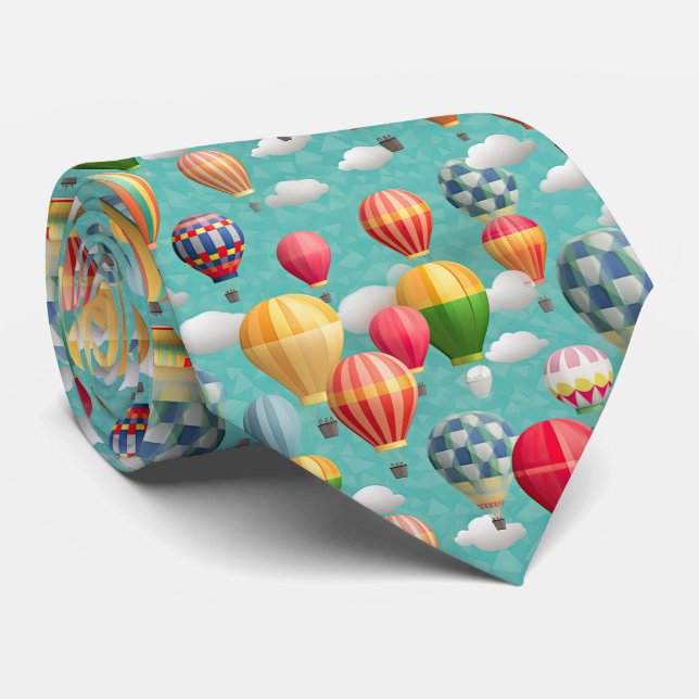 cool gekachelte Heißluftballons Krawatte (Gerollt)