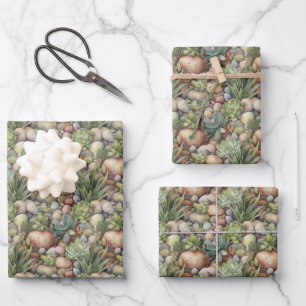 cool gekachelte Kaktus Muster Party Wrapping Geschenkpapier Set