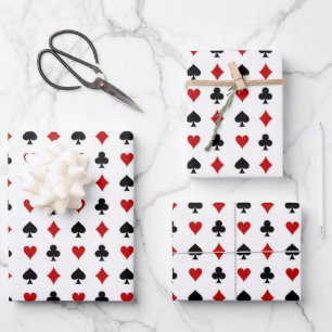 Cool gekachelte Kartenmuster Anzug Casino Party Geschenkpapier Set
