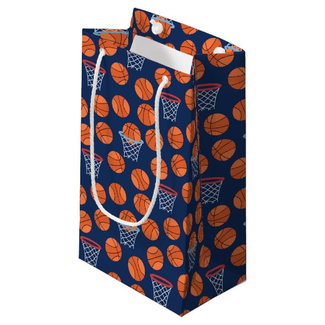 cool gekacheltes Basketballsportmuster Kleine Geschenktüte (Vorderseite Schrägansicht)