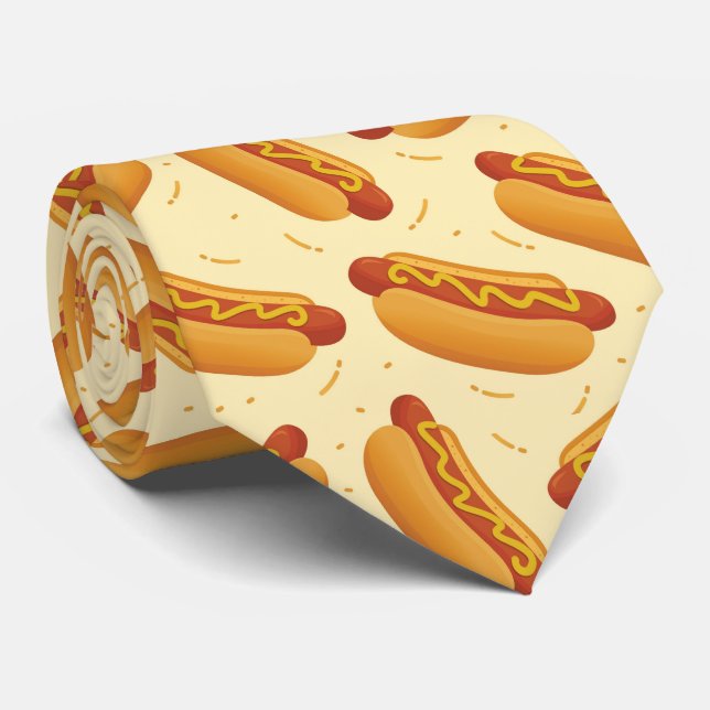 cool gekacheltes Hotdog-Muster Krawatte (Gerollt)