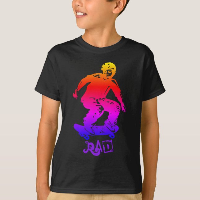 Cool-Gelb-Rot-Lila-Skateboarder Krasser Sport T-Shirt (Vorderseite)