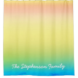 Cool-gelblich-blauer Text und Weißtext Duschvorhang