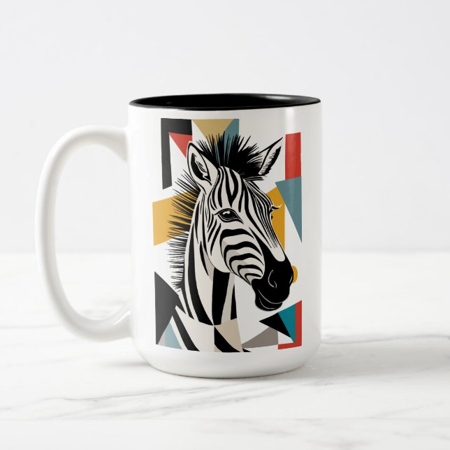 Cool Geometrie Zebra African Wildlife Zweifarbige Tasse (Links)