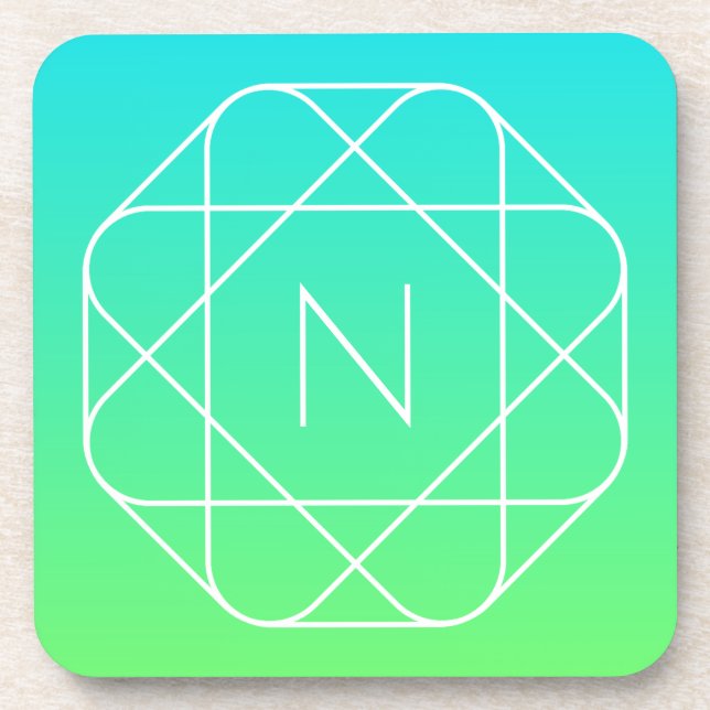 Cool Geometrisches Monogramm | Blue & Lime Green O Getränkeuntersetzer (Vorderseite)