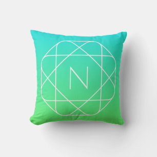 Cool Geometrisches Monogramm Blue & Lime Green O Kissen