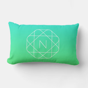 Cool Geometrisches Monogramm   Blue & Lime Green O Lendenkissen
