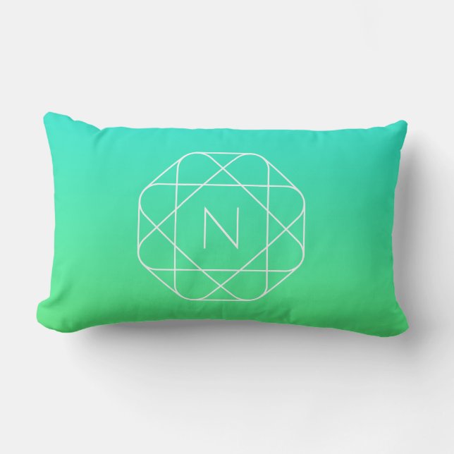 Cool Geometrisches Monogramm | Blue & Lime Green O Lendenkissen (Vorderseite)