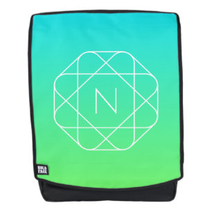 Cool Geometrisches Monogramm   Blue & Lime Green O Rucksack