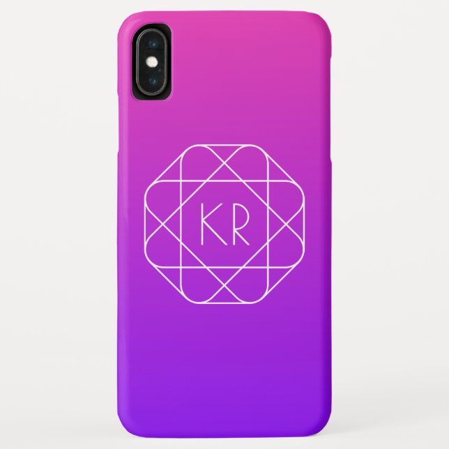 Cool Geometrisches Monogramm | Magenta Lila Violet Case-Mate iPhone Hülle (Rückseite)