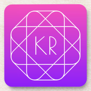Cool Geometrisches Monogramm   Magenta Lila Violet Getränkeuntersetzer