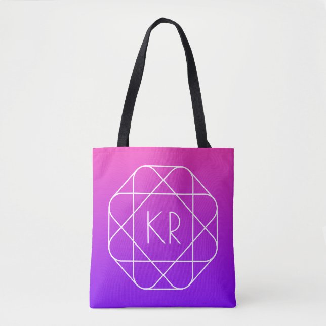 Cool Geometrisches Monogramm | Magenta Lila Violet Tasche (Vorderseite)