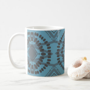 Cool Geometrisches Muster Blau Gray Batik Krawatte Kaffeetasse