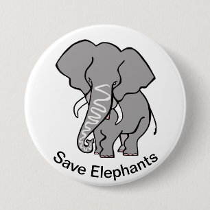 Cool Gerettet ELEPHANTS - gefährdete Tiergrafik Button