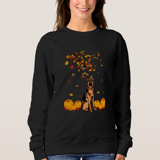 Cool German Shepherd Dog  Autumn Thanksgiving Sweatshirt (Vorderseite)