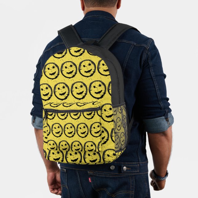 Cool Gesellig Lächelndes Gesichtsmuster gelb Bedruckter Rucksack (Insitu (Modell))