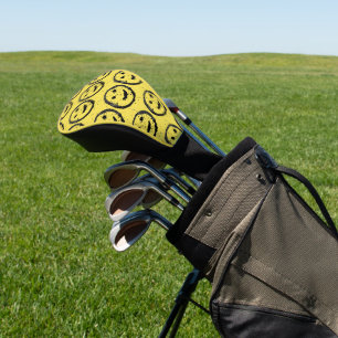 Cool Gesellig Lächelndes Gesichtsmuster gelb Golf Headcover