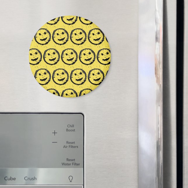 Cool Gesellig Lächelndes Gesichtsmuster gelb Magnet (In Situ (Kühlschrank))