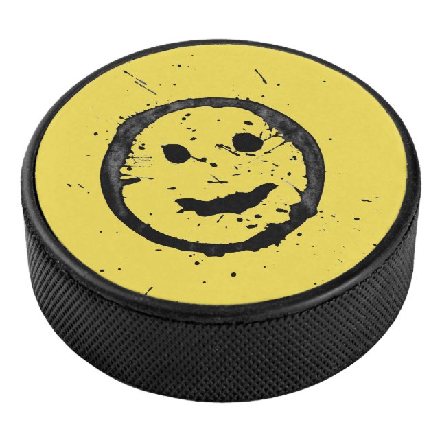 Cool Gestohlener Glück Lächeln gelb im Gesicht Eishockey Puck (3/4)