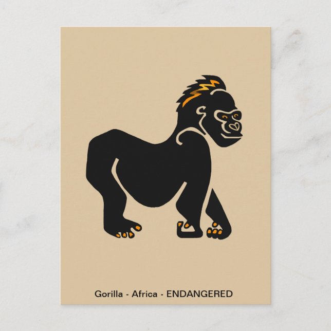 Cool gezogene Waren - GORILLA - Ape - Primat - Postkarte (Vorderseite)