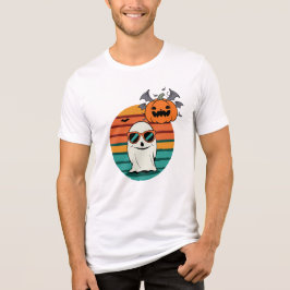 Cool Ghost and Pumpkin - Halloween Vibes Tri-Blend Shirt