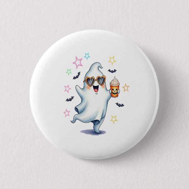 Cool Ghost Halloween Vibes Button (Vorderseite)