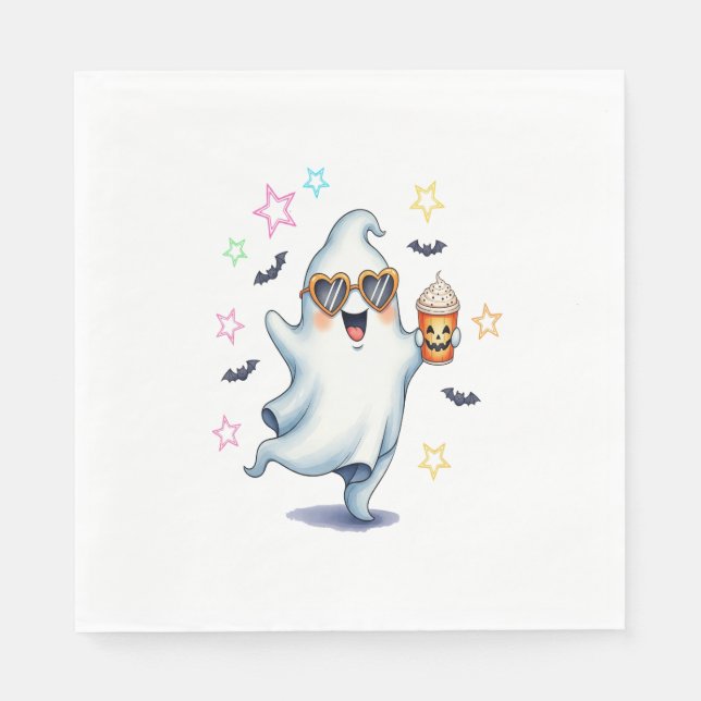 Cool Ghost Halloween Vibes Serviette (Vorderseite)