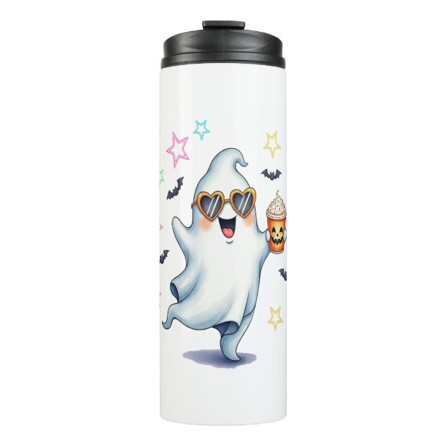 Cool Ghost Halloween Vibes Thermosbecher (Vorderseite)