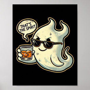 Cool Ghost Whiskey Pub Men Funny Halloween Poster