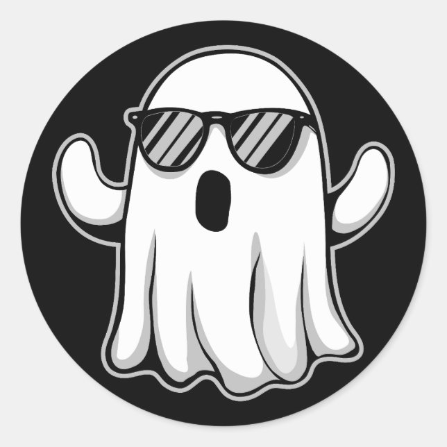 Cool Ghost with Sunglasses Runder Aufkleber (Vorderseite)