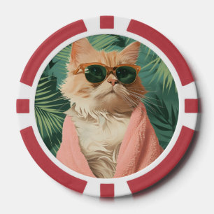 Cool Ginger Cat Vacation Vibes Ästhetik Pokerchips
