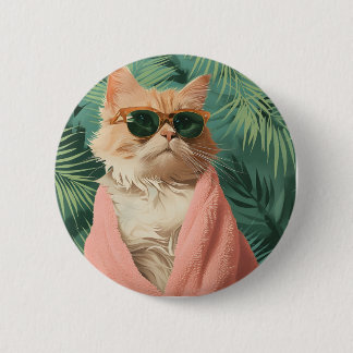 Cool Ginger Cat Vacation Vibes Schaltfläche Button