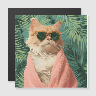 Cool Ginger Cat Vacation Vibes Schaltfläche Button Magnetkarte