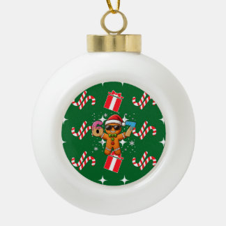 Cool Gingerbread 67 — Holiday Ice‑Cream Numbers Keramik Kugel-Ornament